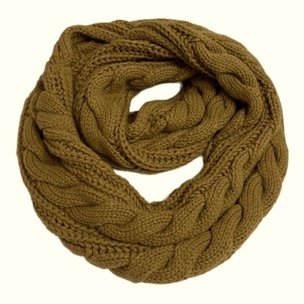 Tan Infinity Knitted Scarf